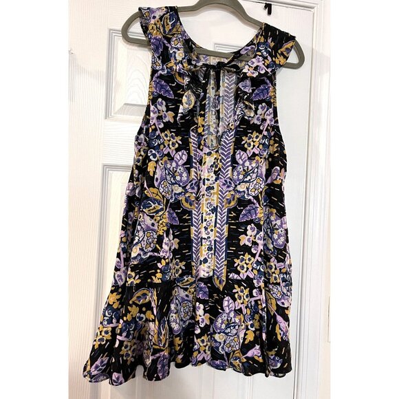 Free People Womens Summer In Tulum Mini Dress Size large Bohemian Linen - Picture 4 of 7